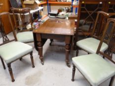 VICTORIAN MAHOGANY DROP-LEAF DINING TABLE & FOUR EDWARDIAN DINING CHAIRS