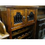 INDIAN TEAK & METAL CABINET WITH WINE RACK UNDER