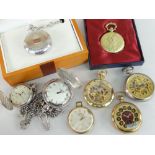 ASSORTED MODERN POCKET WATCHES, including boxed Colibri Hunter on chain (8)