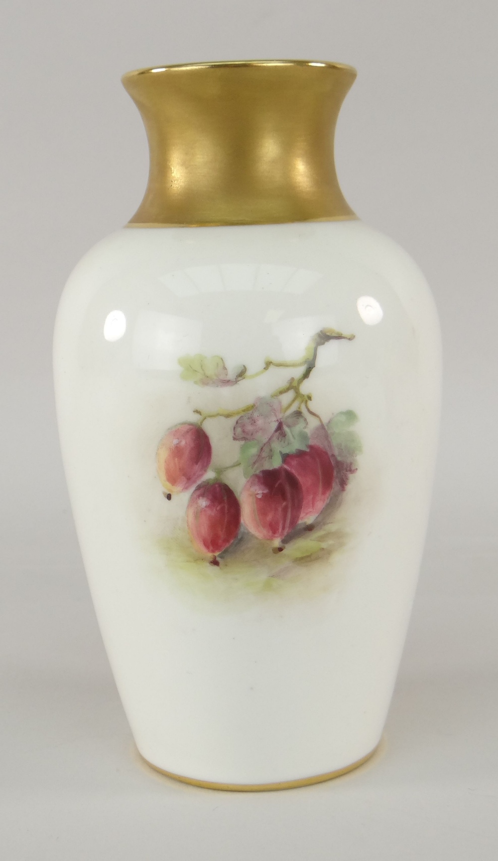 ROYAL WORCESTER VASE HAND PAINTED WITH FRUIT signed Ricketts, printed mark to base, shape number - Image 2 of 2