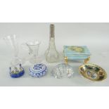 SMALL GROUP OF CHINA & GLASS to include a Baccarat turtle paperweight, jelly glass, ale glass,
