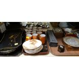 ASIAN CARVED BOXES, PORCELAIN & JAPANNED TEA TRAYS