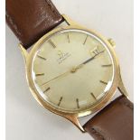 OMEGA 9CT GOLD AUTOMATIC CALENDAR CENTRE SECONDS WRISTWATCH, 1970, Cal.1012, lever movement,