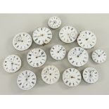 ASSORTED POCKET WATCH MOVEMENTS with enamel faces and Roman numeral chapter rings