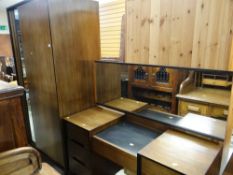 RETRO DRESSING TABLE, fitted seven drawers, and wardrobe with narrow mirror (2)
