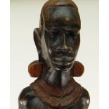 EAST AFRICAN HARDWOOD SCULPTURE OF A MAASAI FEMALE, 94cms high