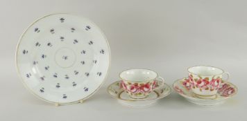 SWANSEA PORCELAIN ITEMS comprising 'Trident Cornflower' pattern plate, a 'Wild Rose & Trelis'