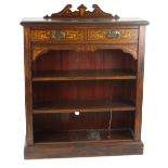LATE VICTORIAN ROSEWOOD MARQUETRY BOOKCASE, 92 x 30 x 114cms