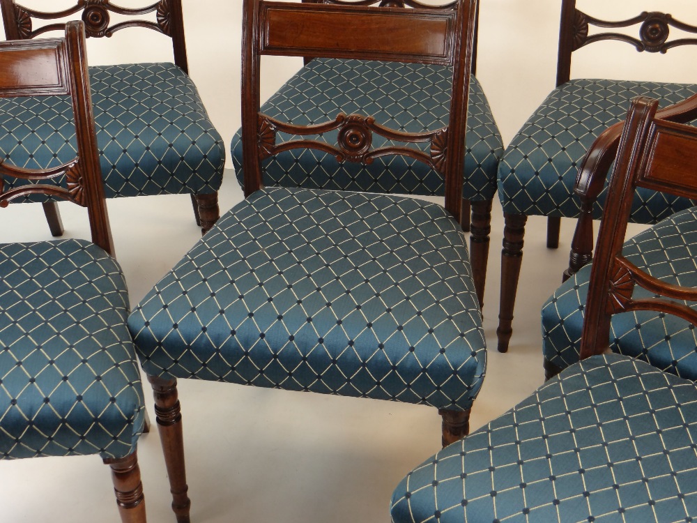 SET OF EIGHT REGENCY MAHOGANY DINING CHAIRS, bowed tablet backs, scrolled cross bars, tapering - Image 2 of 2