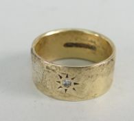 9CT YELLOW GOLD GYPSY SET DIAMOND RING, 6.5 grams.