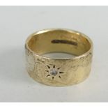 9CT YELLOW GOLD GYPSY SET DIAMOND RING, 6.5 grams.