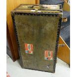 VINTAGE TRAVELLING TRUNK complete with Cunard Liner labels, metal clasps