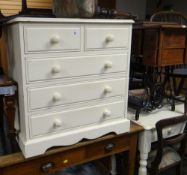 TWO ITEMS OF PAINTED FURNITURE being a small five drawer chest and two drawer writing or dressing