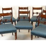 SET OF EIGHT REGENCY MAHOGANY DINING CHAIRS, bowed tablet backs, scrolled cross bars, tapering