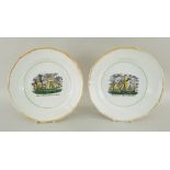 PAIR OF NEWCASTLE PRINTED SHIPS PLATES, Success to the Fisherman, The unfortunate London, 24cms