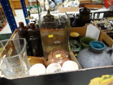ASSORTED CERAMICS & GLASS including marbled pottery tea pot
