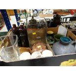 ASSORTED CERAMICS & GLASS including marbled pottery tea pot