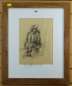 SARAH MARIA RHYS charcoal - seated figure, signed with initials, 32 x 23cms