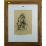 SARAH MARIA RHYS charcoal - seated figure, signed with initials, 32 x 23cms