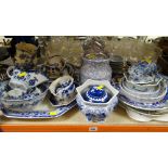 ASSORTED BLUE & WHITE CERAMICS including biscuit and pasta jars