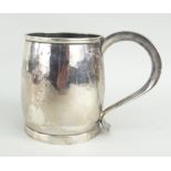 GEORGE VI SILVER BARREL SHAPED TANKARD, London 1946, makers mark 'HU', 12 troy ozs approximately.