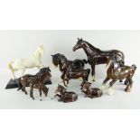 ASSORTED BESWICK & OTHER HORSE MODELS including Spirit of The Wind on ebonized base, some slight