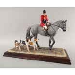 BORDER FINE ARTS MODEL B1070A 'Hounds Away - Grey', horse and hounds number 338/950, certificate,