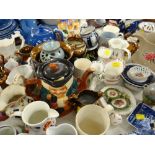 ASSORTED DECORATIVE CHINA including novelty hamper teapot