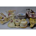 ASSORTED DECORATIVE CERAMICS including German ribbon plates, Uriah Heep character jug, dressing