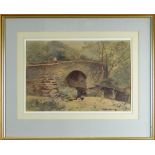 ARTHUR MILES watercolour - 'Bridge at Cwmpennant', signed and dated '86, 28.5 x 35cms