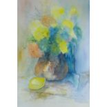 FELICITY JONES watercolour - still life of flowers in a vase, signed and dated '96, 67 x 45cms