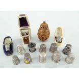 ASSORTED SILVER THIMBLES & SEWING ACCESSORIES