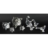 SWAROVSKI CRYSTAL PIGS & GEESE, various sizes, geese with original boxes (8)