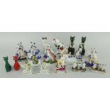 MINIATURE CAT MODELS including seven pairs of seated cats, plichta Scottish-type seated cat, and