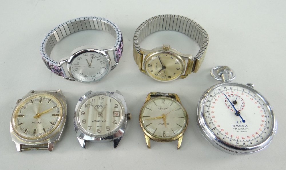 ASSORTED WATCHES to include Ingersoll and another wristwatch, Omega stop watch ETC