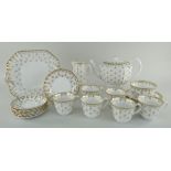 MODERN SPODE FLEUR DE LYS GOLD PATTERN SIX-PIECE TEA SERVICE