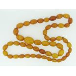 STRING OF GRADUATED BUTTERSCOTCH AMBER BEADS, 58cms long, 24.1gms