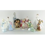 ASSORTED COLLECTABLE FIGURINES to include Royal Doulton, Lladro, Hummel, Royal Worcester ETC (10)