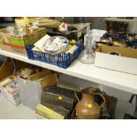 LARGE ASSORTMENT OF MISCELLANEOUS OBJECTS including china thimbles, copper maps ETC