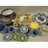 ASSORTED DECORATIVE CHINA ORNAMENTS including Wedgwood blue and green Jasperware