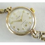 9CT GOLD LADIES CYMA FLEX WRISTWATCH ON 9CT GOLD BRACELET, 20gms overall