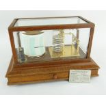 SHORT & MASON 'TYCOS' BAROGRAPH lacquered brass mechanism, eight bellows, clockwork drum, with