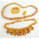 ASSORTED JEWELLERY to include amber fringe necklace, amber pendant, amber bracelet and amber