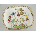 SWANSEA PORCELAIN 'CHAINED PARROTS' PATTERN TEAPOT STAND, Swansea red script mark, 18cms wide