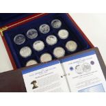 THE VICE-ADMIRAL LORD NELSON SILVER PROOF COIN COLLECTION comprising 12 sterling silver coins in box