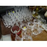 ASSORTED CUT GLASS DRINKING GLASSES including six Waterford dessert dishes