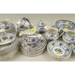 BLUE PRINTED EARTHENWARE, tea and breakfastwares and Enoch wood dishes