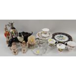 ASSORTED DECORATIVE CHINA & METALWARE including two Napoleonic figurines