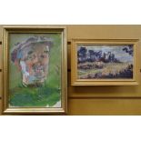 RONALD OSSORY DUNLOP (1894 - 1973) oil on board - entitled 'Old Gerry - a Promising Golfer!',