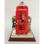 BORDER FINE ARTS MODEL A6042 'Cat Calls', curious cats and phone box, on mahogany plinth, 17cms